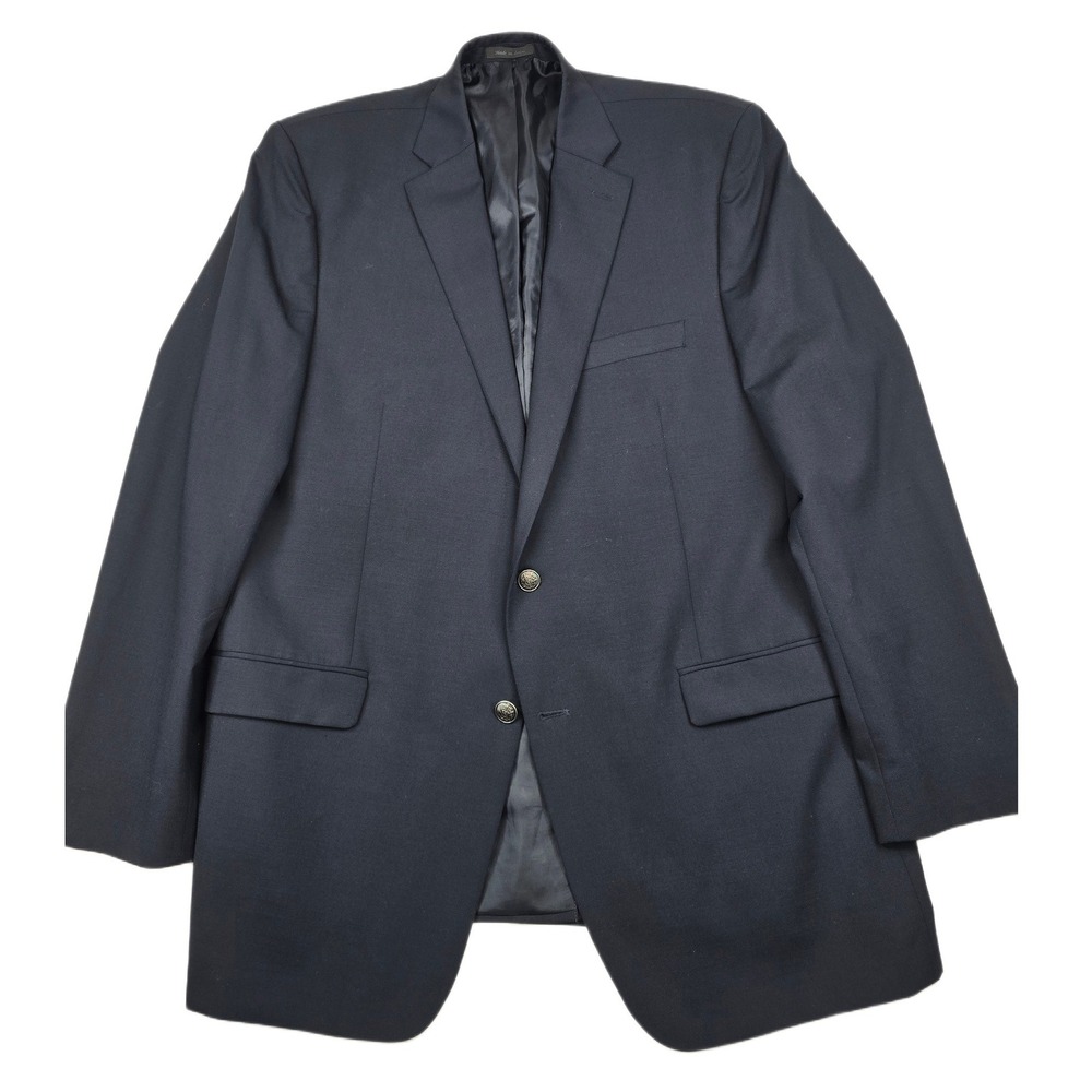 Michael‎ Kors Blazer Men 46L Midnight Navy Wool Blend Crest Button Sport Coat